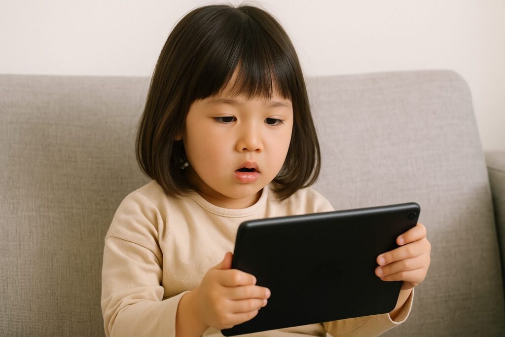 お口が無意識にあいているこども