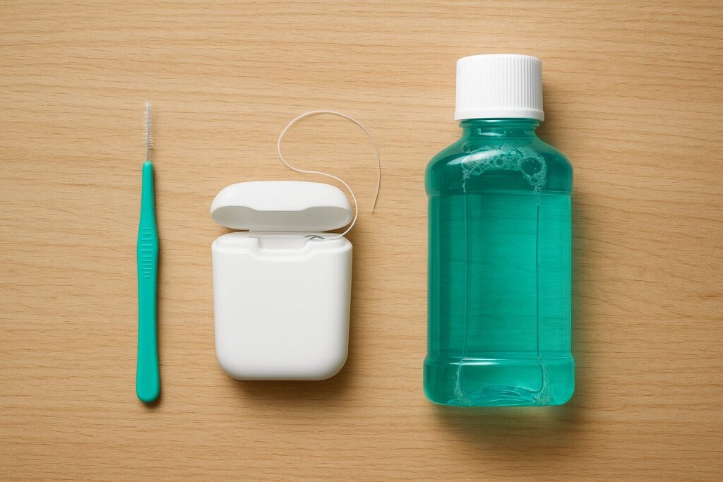 歯間ブラシ、フロス、マウスウォッシュ