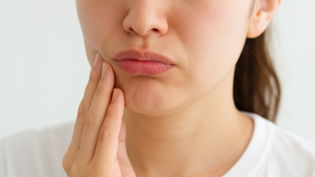 口腔内の乾燥を感じている様子