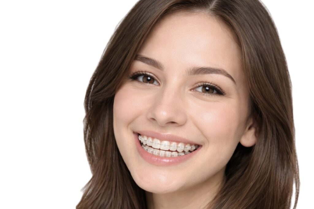 表側マルチブラケット装置をつけた女性