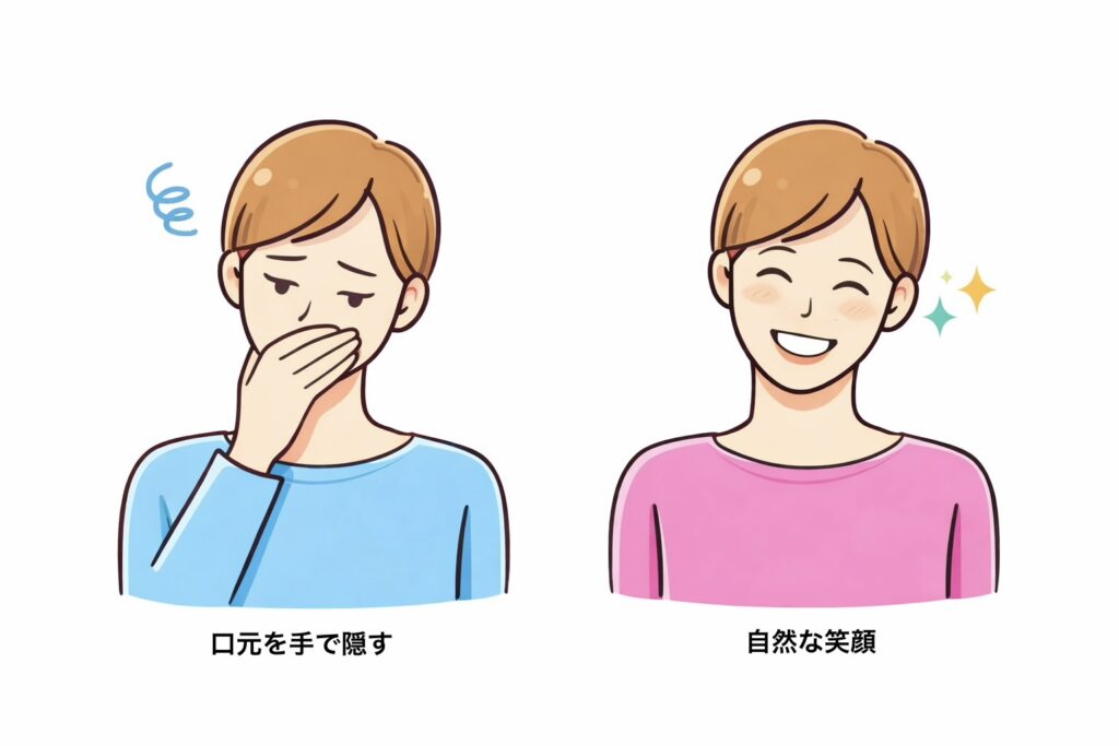笑う時に口元を隠す様子