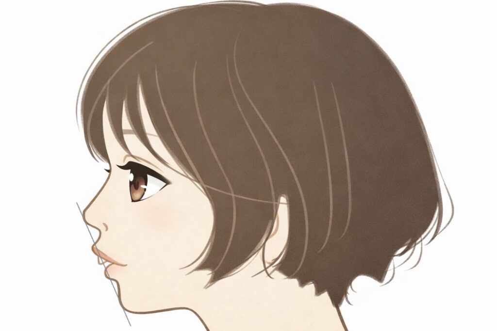 口元が前に出て見える横顔