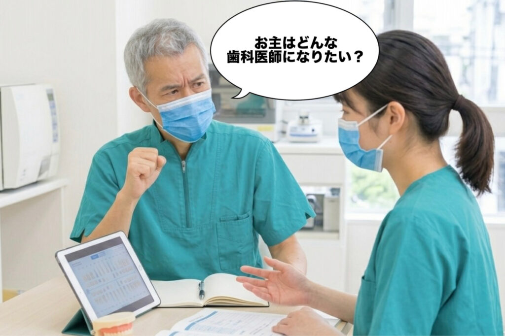 新人歯科医師と話し合う様子