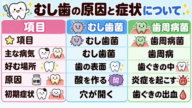 むし歯菌と歯周病菌の違い